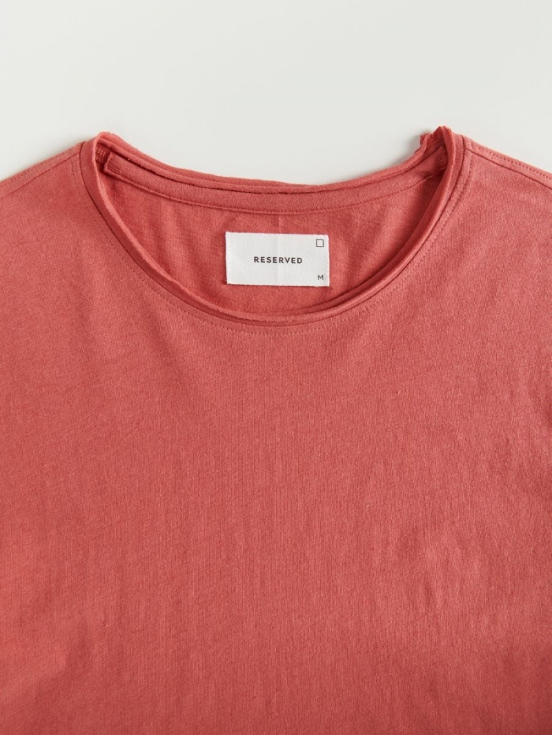 Reserved Linen blend T-shirt Pomarańczowe | AKOFCYQ-18