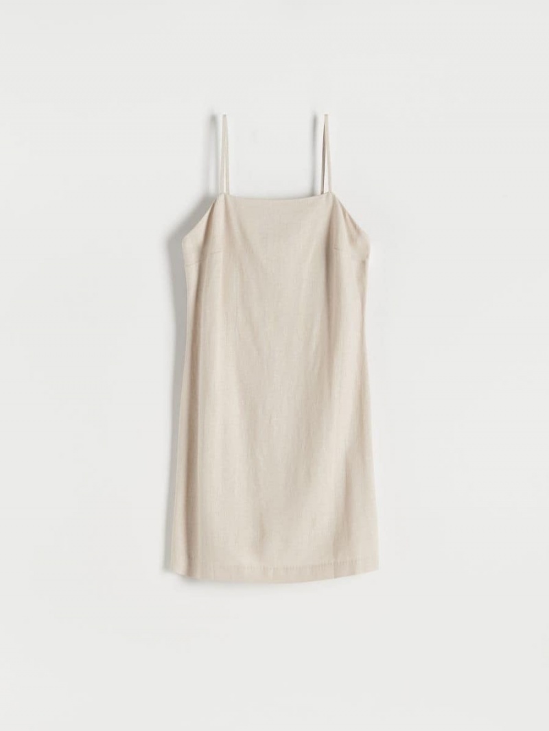 Reserved Linen blend mini dress Beżowe | DIPKHNE-72