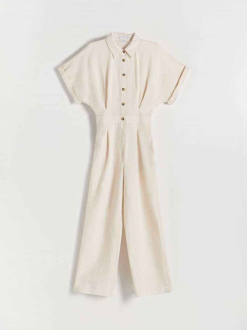 Reserved Linen blend playsuit Beżowe | RINZTLF-71