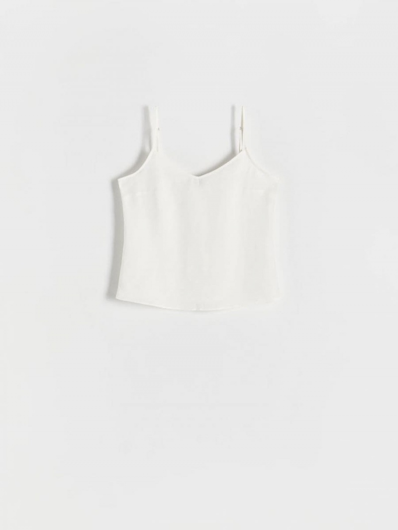 Reserved Linen blend top Białe | PAIWEZD-35