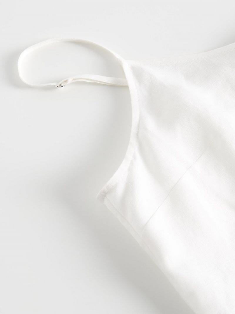 Reserved Linen blend top Białe | PAIWEZD-35