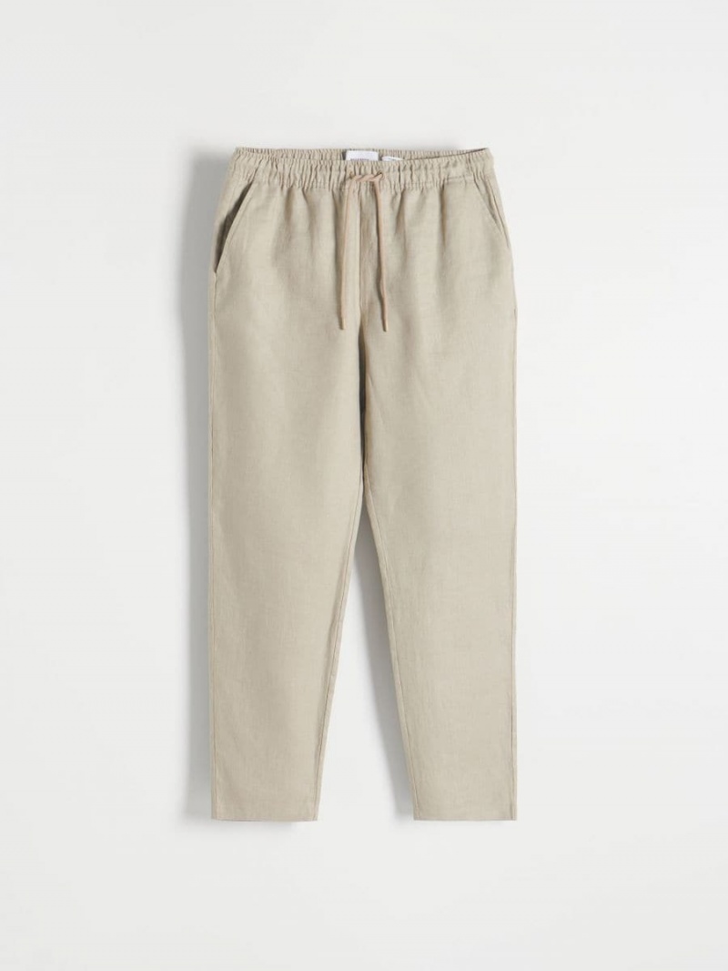 Reserved Linen joggers Beżowe | BFOWGXD-15