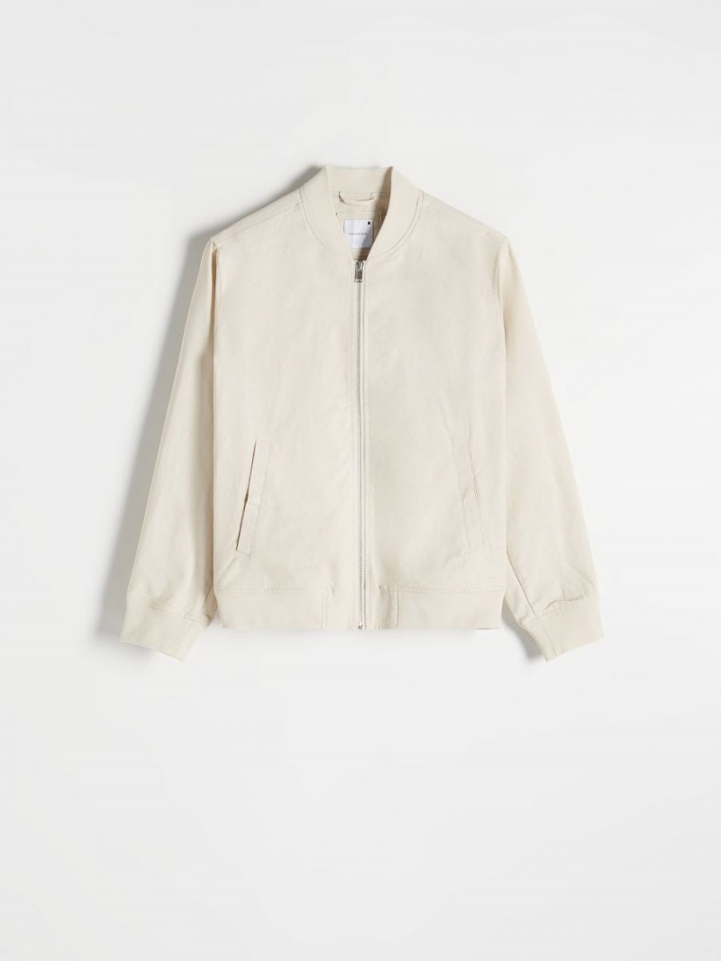 Reserved Linen rich bomber jacket Beżowe | VTGAYCW-81