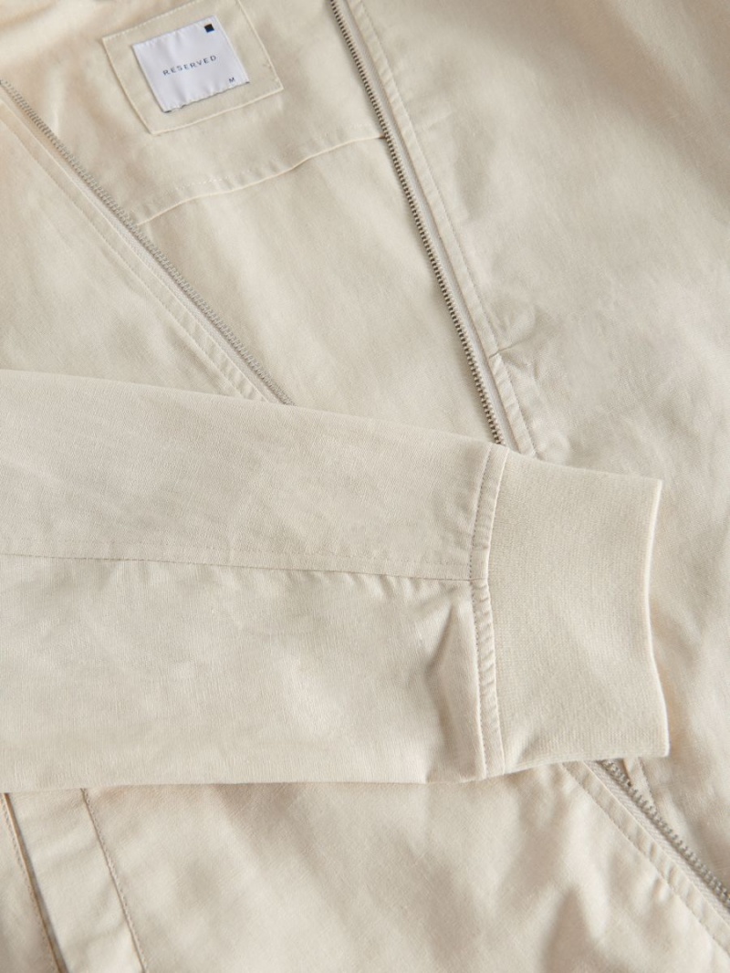 Reserved Linen rich bomber jacket Beżowe | VTGAYCW-81