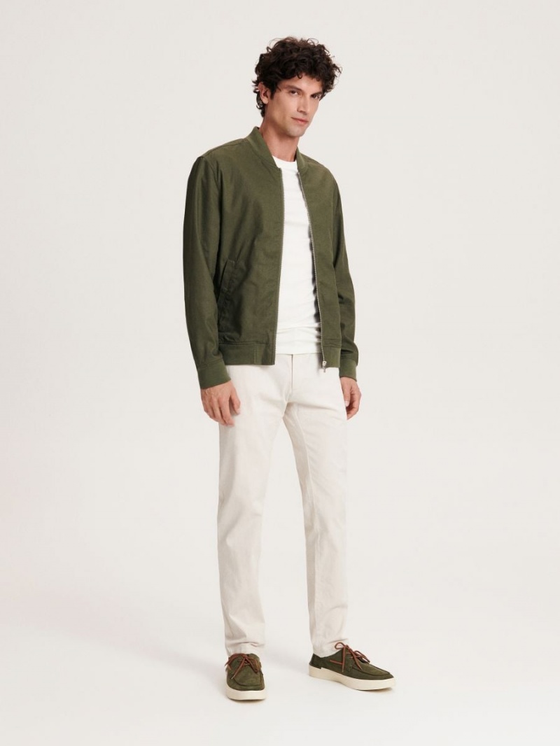 Reserved Linen rich bomber jacket Khaki | PYJGXTH-64