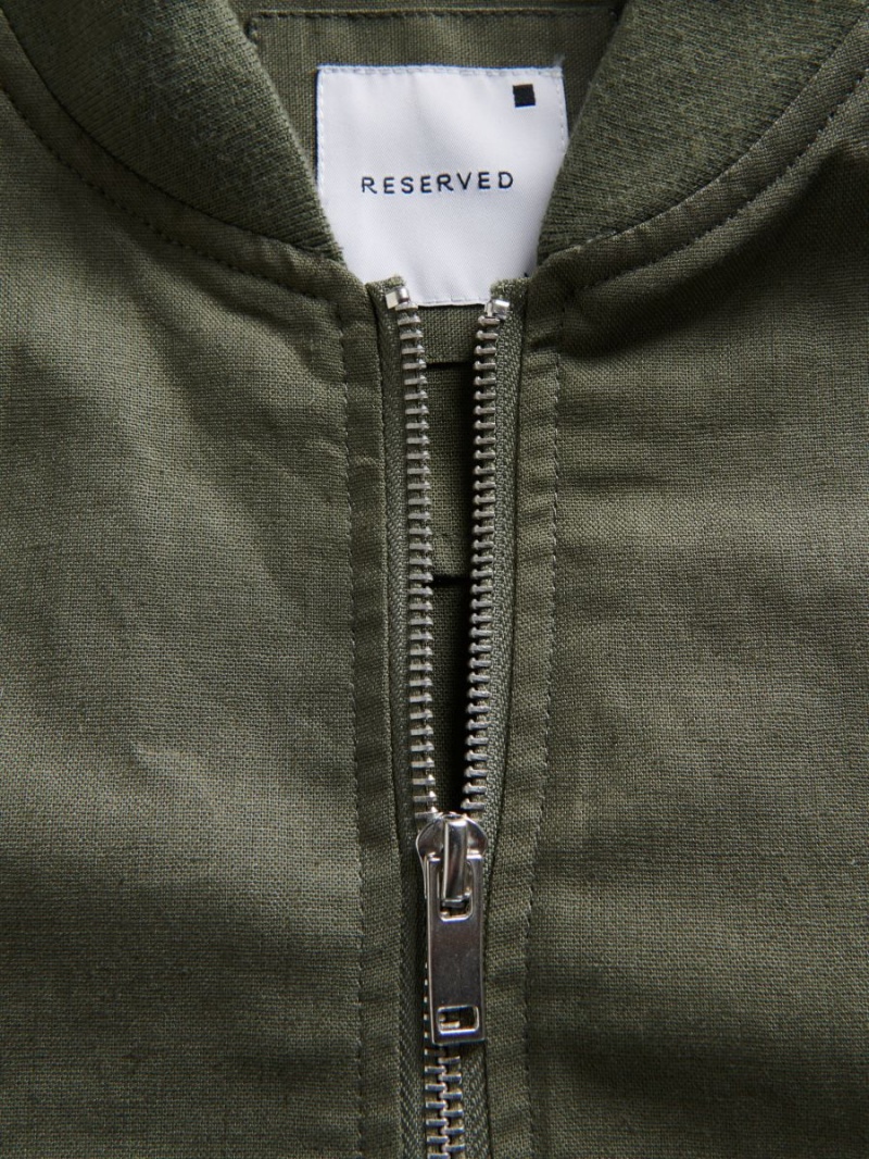 Reserved Linen rich bomber jacket Khaki | PYJGXTH-64