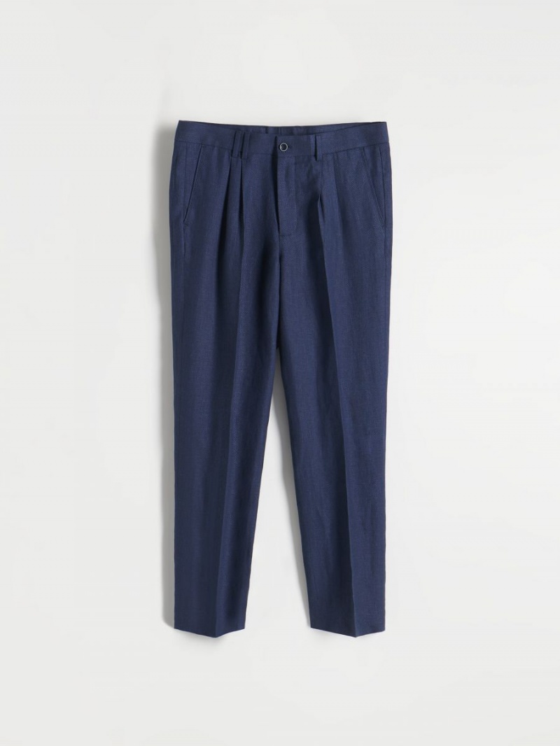 Reserved Linen rich carrot trousers Granatowe | QXGMPDA-28