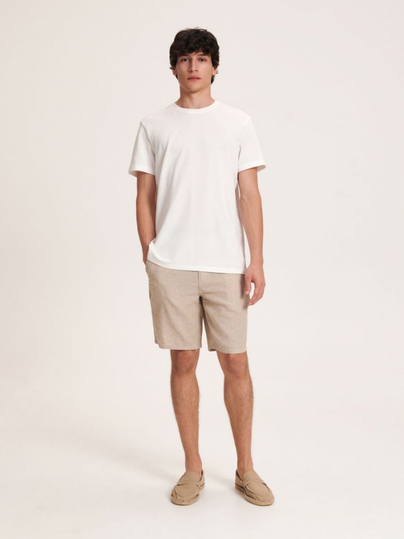 Reserved Linen rich chino shorts Beżowe | MJIYLBE-09