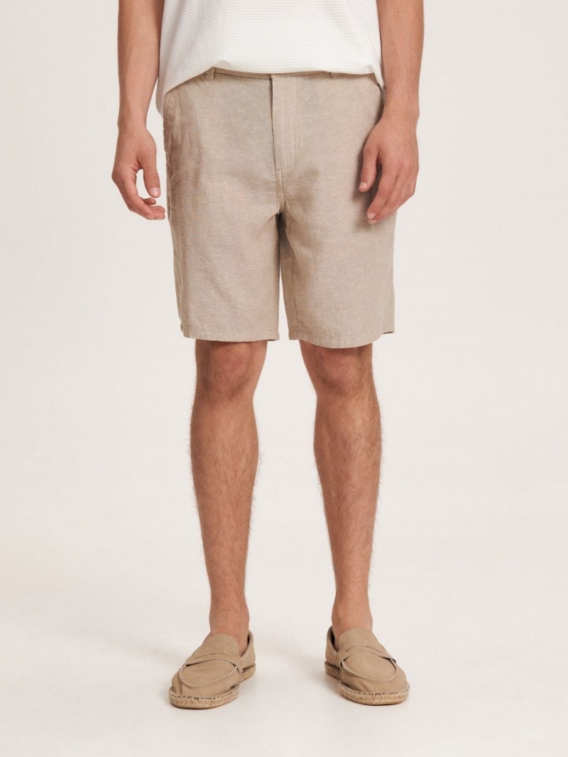 Reserved Linen rich chino shorts Beżowe | MJIYLBE-09