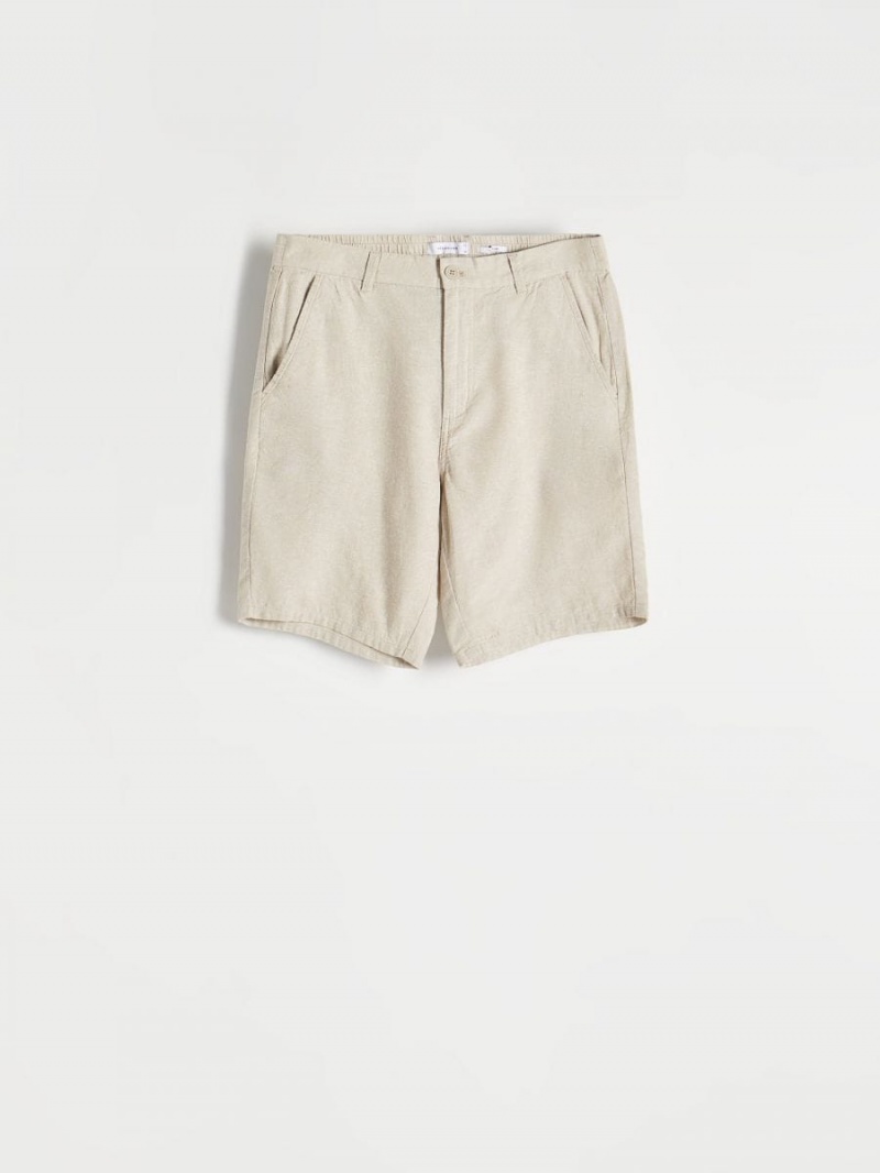 Reserved Linen rich chino shorts Beżowe | MJIYLBE-09