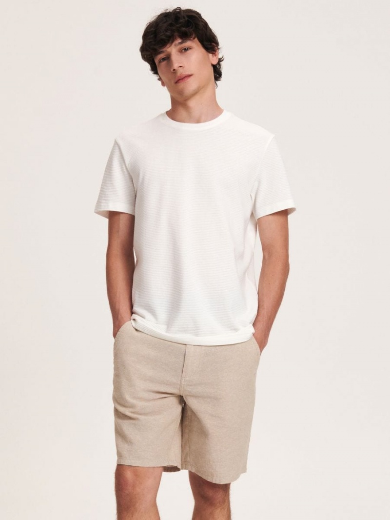 Reserved Linen rich chino shorts Beżowe | MJIYLBE-09