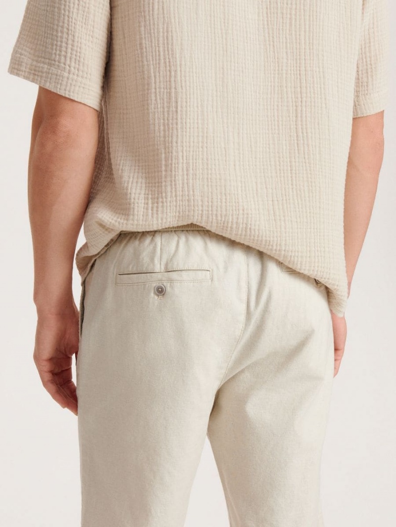 Reserved Linen rich chino shorts Ivory | NUQHFXP-69