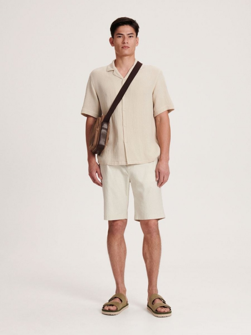 Reserved Linen rich chino shorts Ivory | NUQHFXP-69