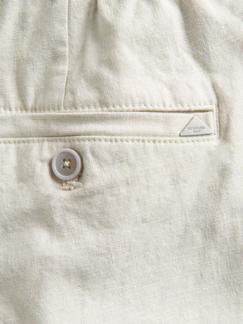 Reserved Linen rich chino shorts Ivory | NUQHFXP-69