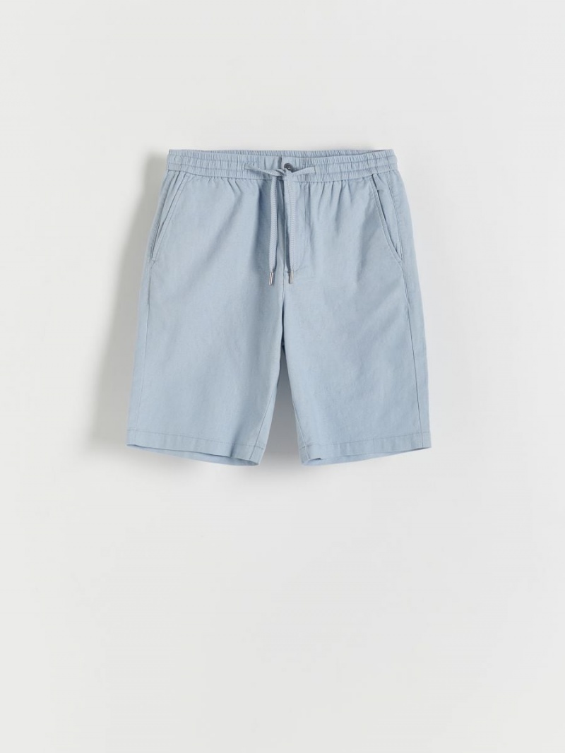 Reserved Linen rich chino shorts Niebieskie | LDGRFMS-50