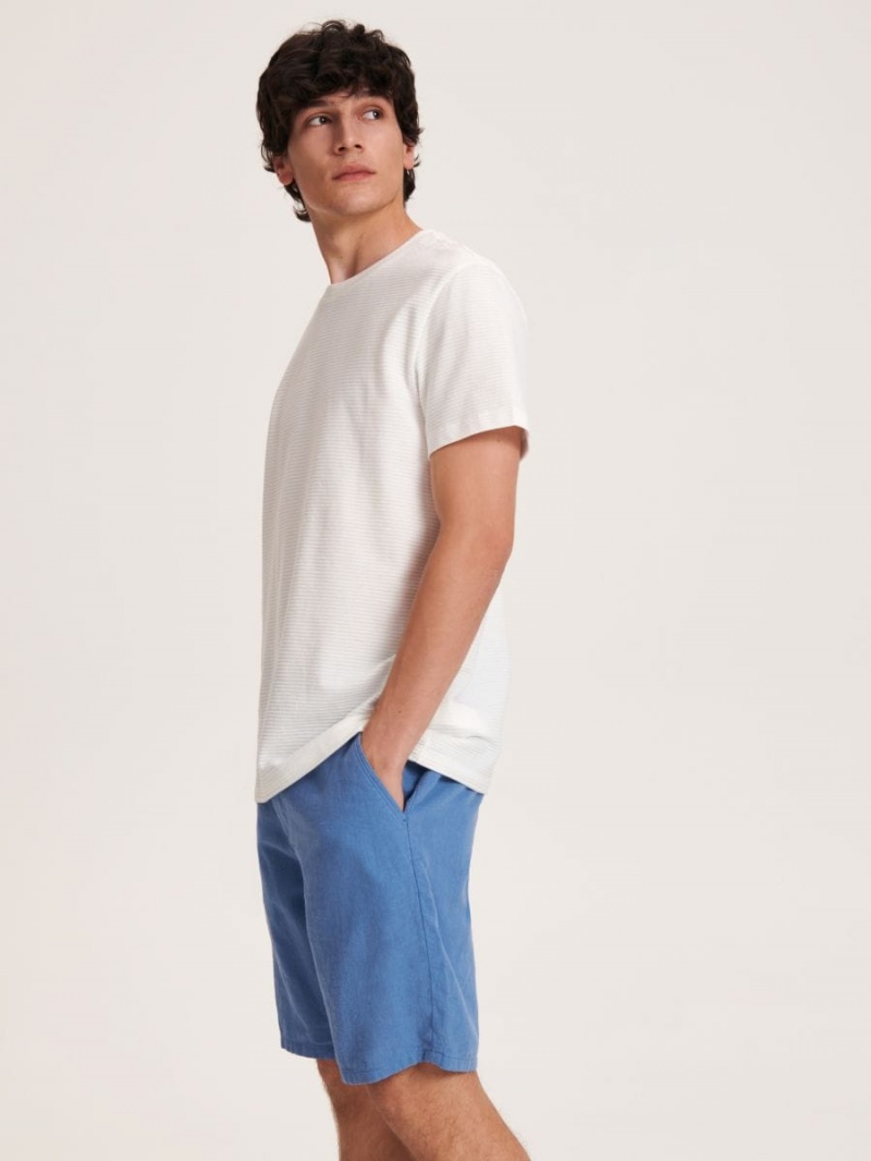 Reserved Linen rich chino shorts Niebieskie | GUQNMCB-98