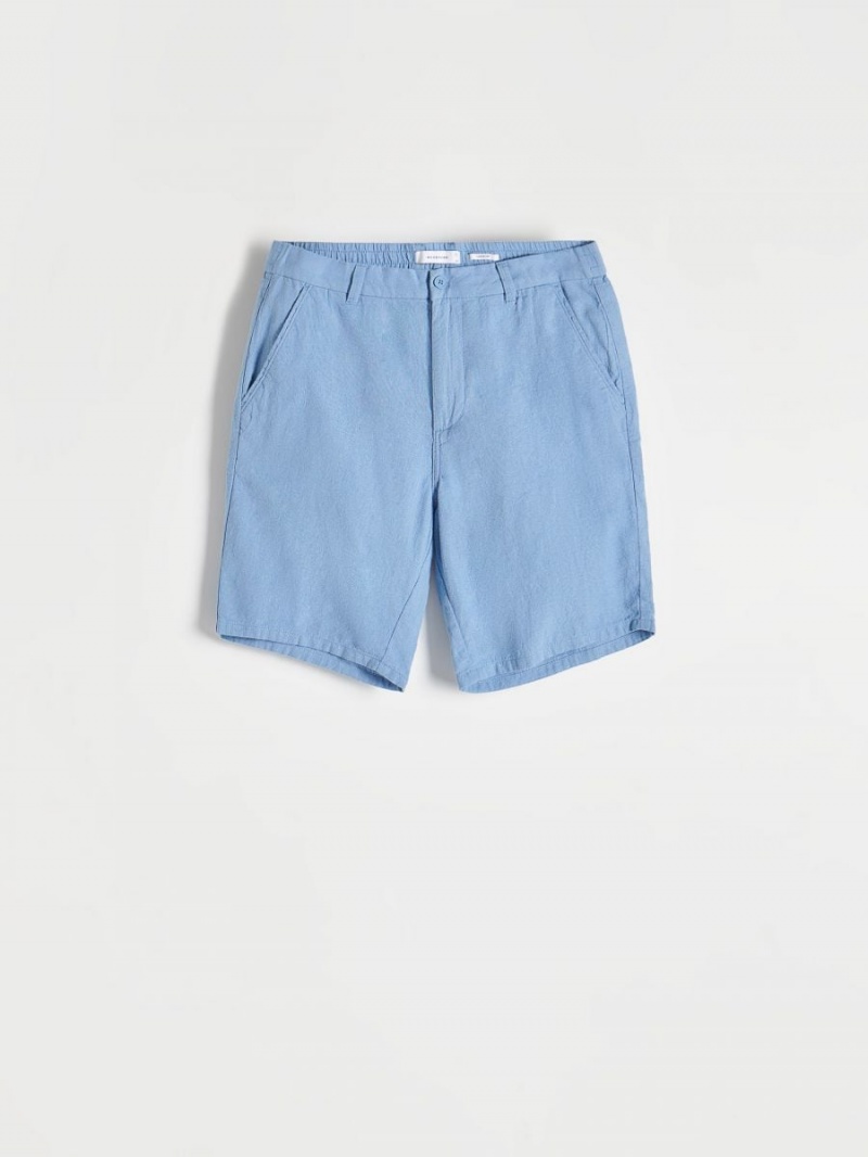 Reserved Linen rich chino shorts Niebieskie | GUQNMCB-98