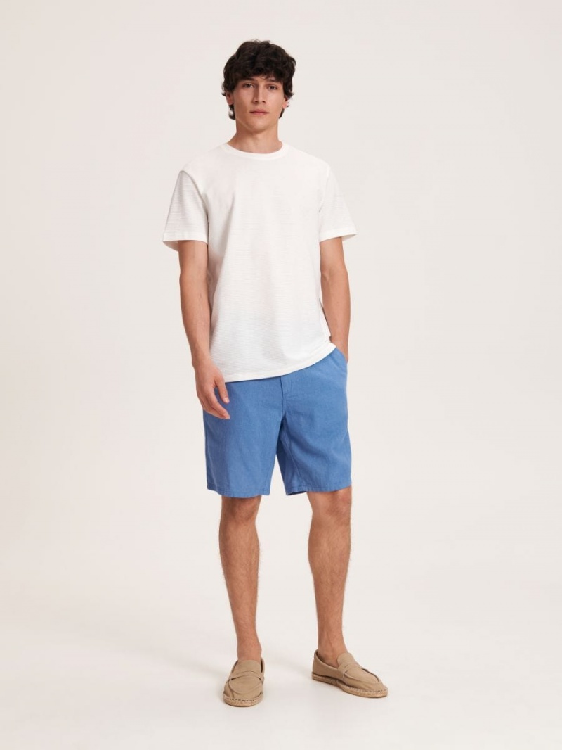 Reserved Linen rich chino shorts Niebieskie | GUQNMCB-98