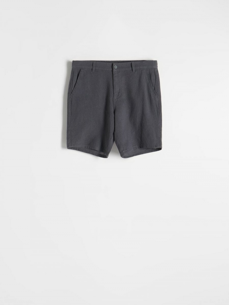 Reserved Linen rich chino shorts Szare | FRSYGCW-63