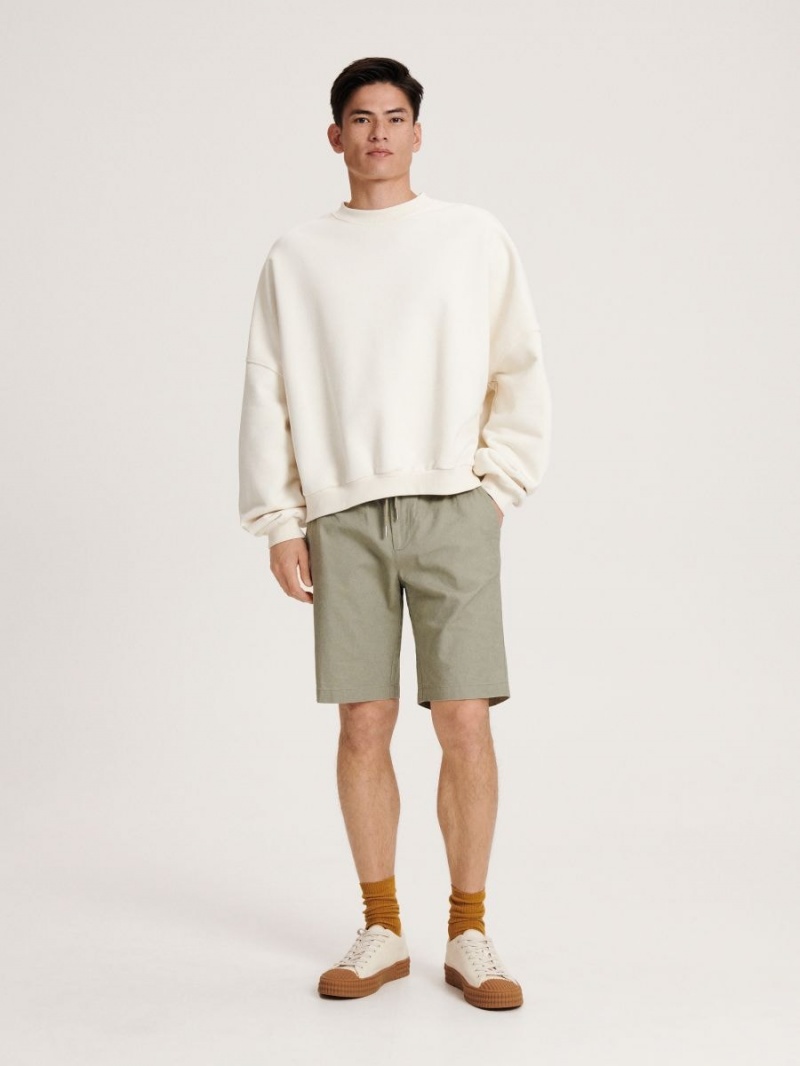 Reserved Linen rich chino shorts Zielone | LQSXNVU-73