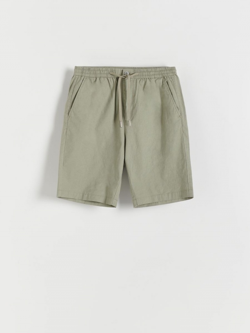 Reserved Linen rich chino shorts Zielone | LQSXNVU-73