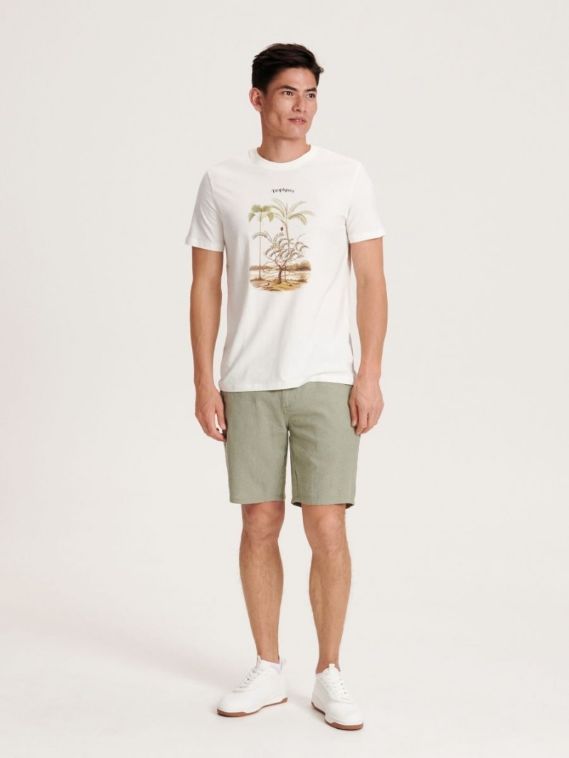 Reserved Linen rich chino shorts Zielone | LSXGCWI-02