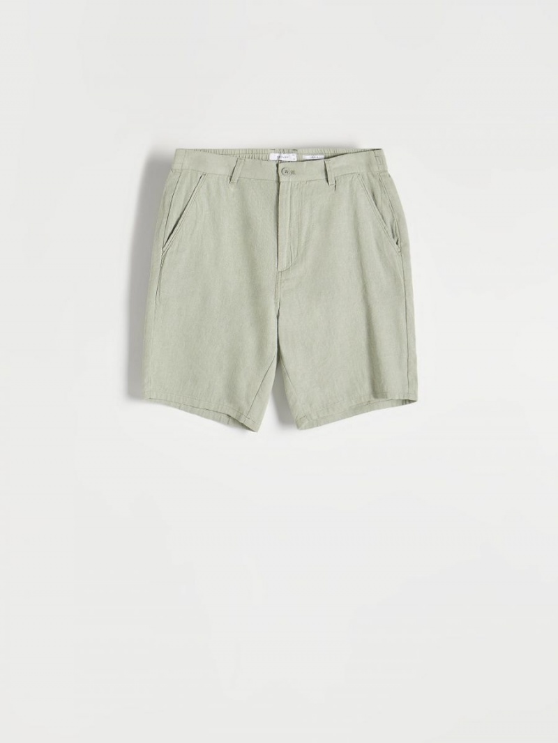 Reserved Linen rich chino shorts Zielone | LSXGCWI-02