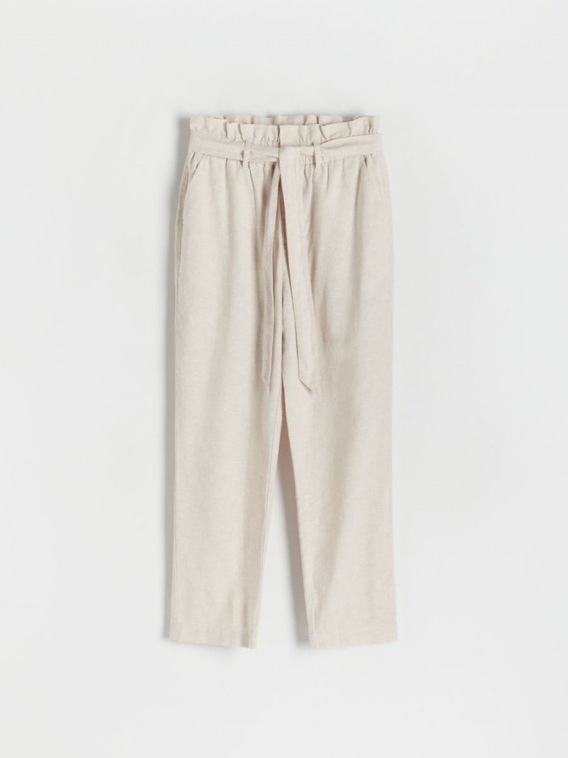 Reserved Linen rich paperbag trousers Ivory | PHUZXEI-35