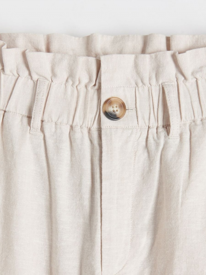 Reserved Linen rich paperbag trousers Ivory | PHUZXEI-35