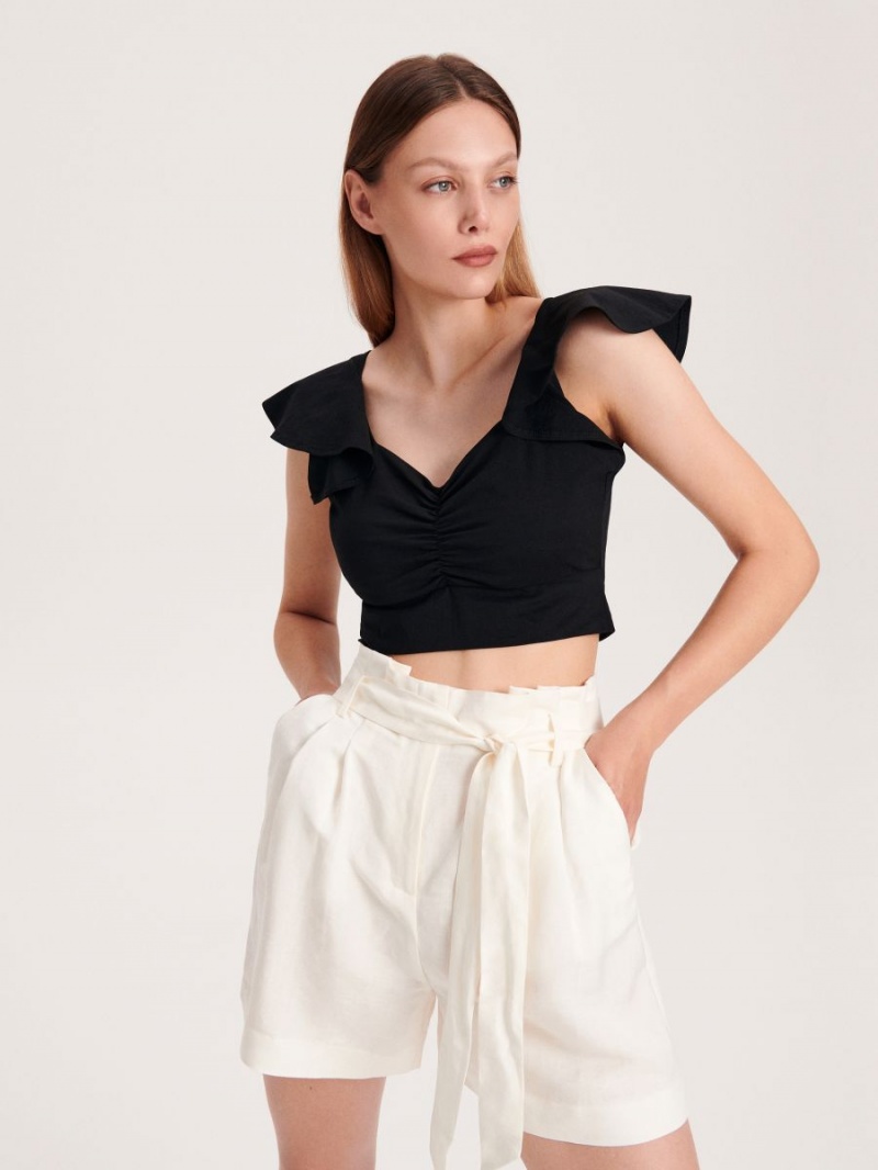 Reserved Linen rich shorts Białe | NOZDWVC-92