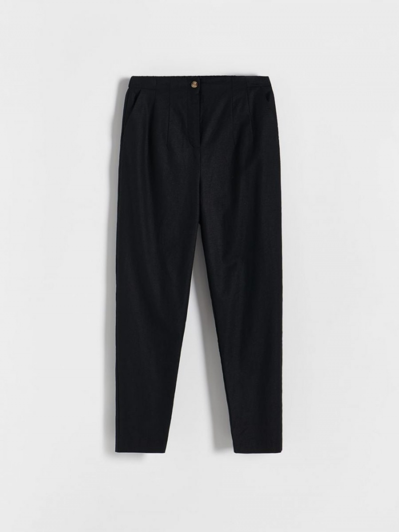 Reserved Linen rich trousers Czarne | DHQWLGX-87