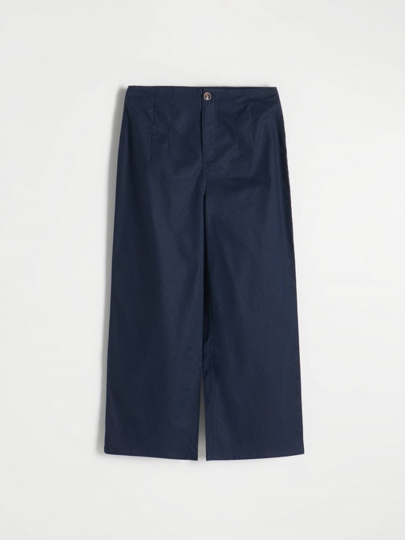 Reserved Linen rich trousers Granatowe | VRUIOWJ-05