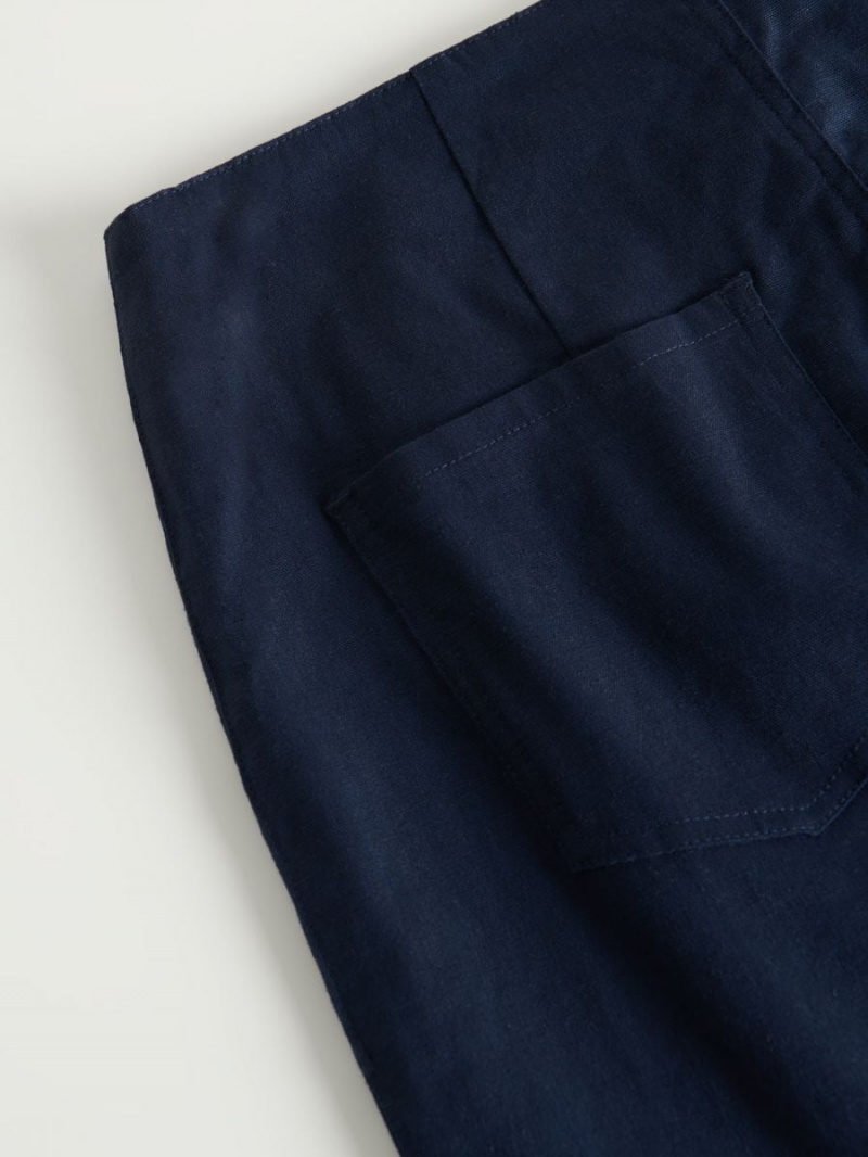 Reserved Linen rich trousers Granatowe | VRUIOWJ-05