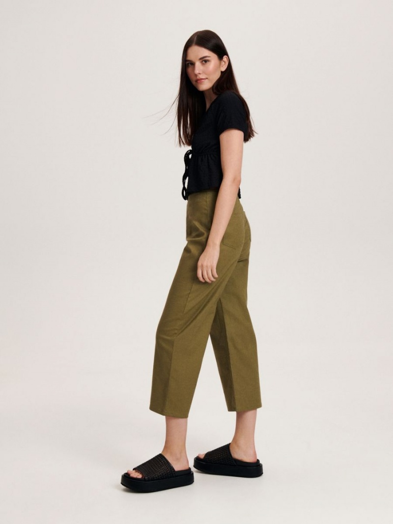 Reserved Linen rich trousers Khaki | LIERVGD-01