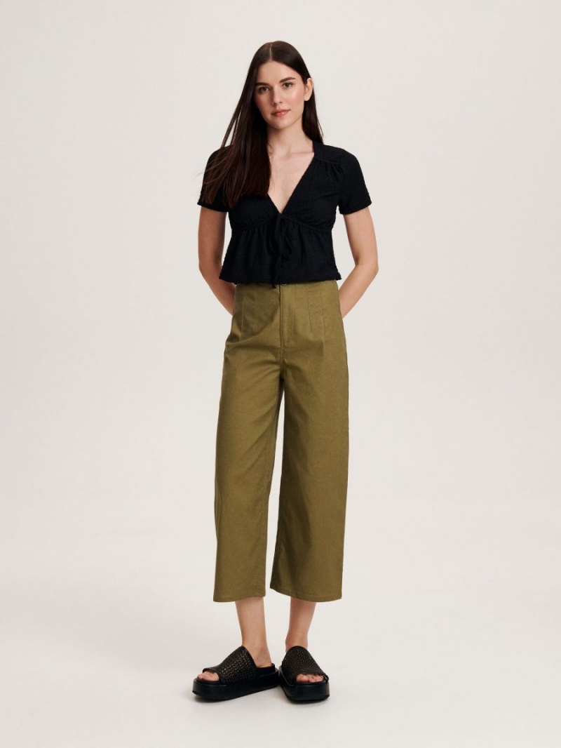 Reserved Linen rich trousers Khaki | LIERVGD-01