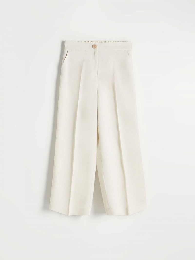 Reserved Linen rich trousers with viscose blend Beżowe | FRXNMCP-24