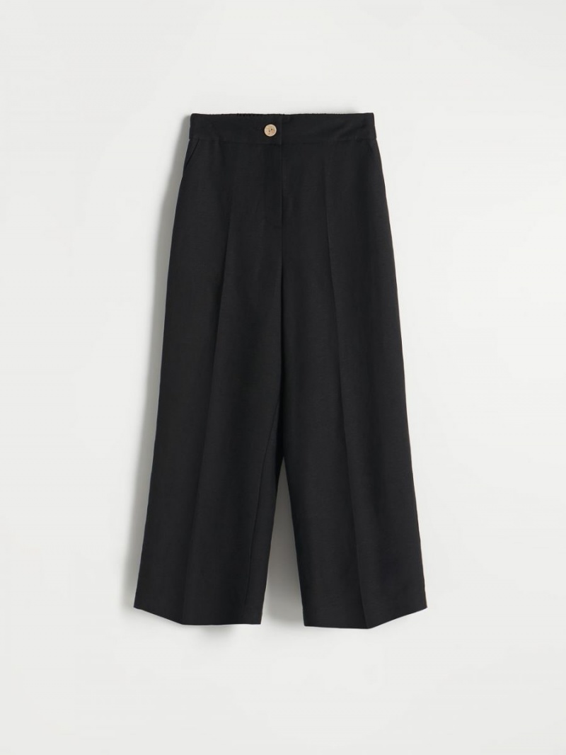 Reserved Linen rich trousers with viscose blend Czarne | ZWCEBTU-29