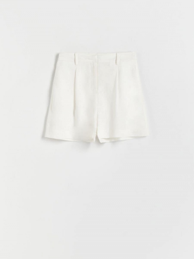 Reserved Linen shorts Białe | XRICJQL-17