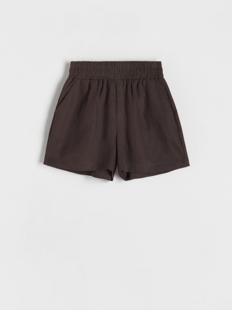 Reserved Linen shorts Brązowe | UDLKOHW-56