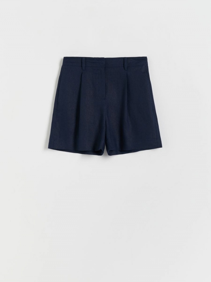 Reserved Linen shorts Granatowe | FRNCMLK-52