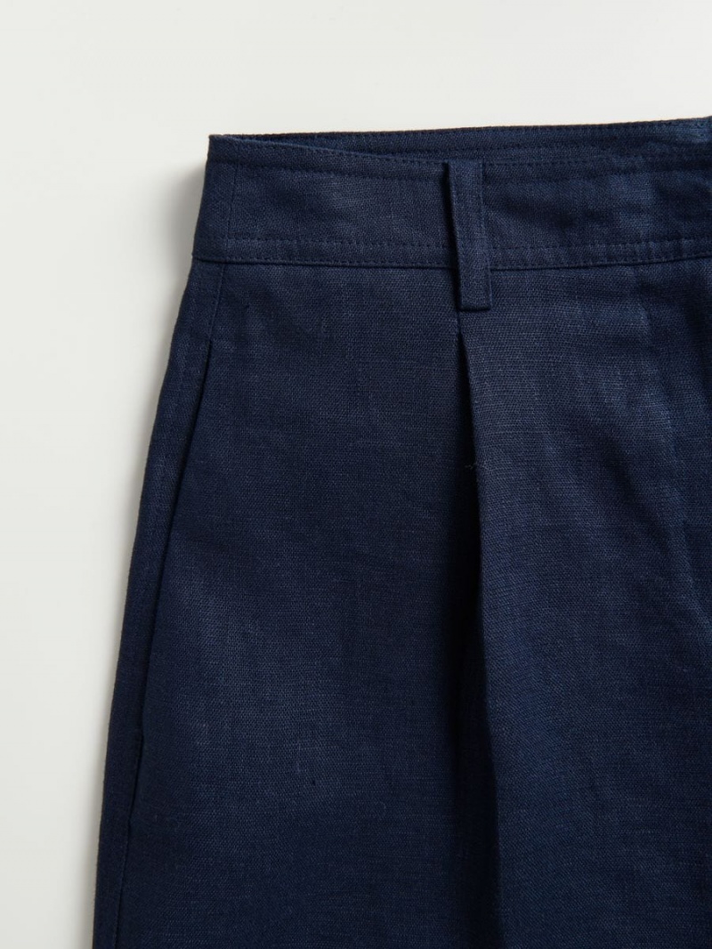 Reserved Linen shorts Granatowe | FRNCMLK-52