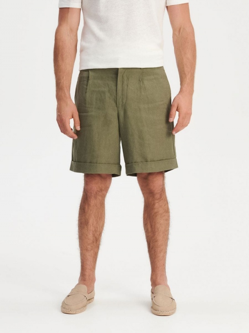 Reserved Linen suit shorts Khaki | NOVIKAT-15