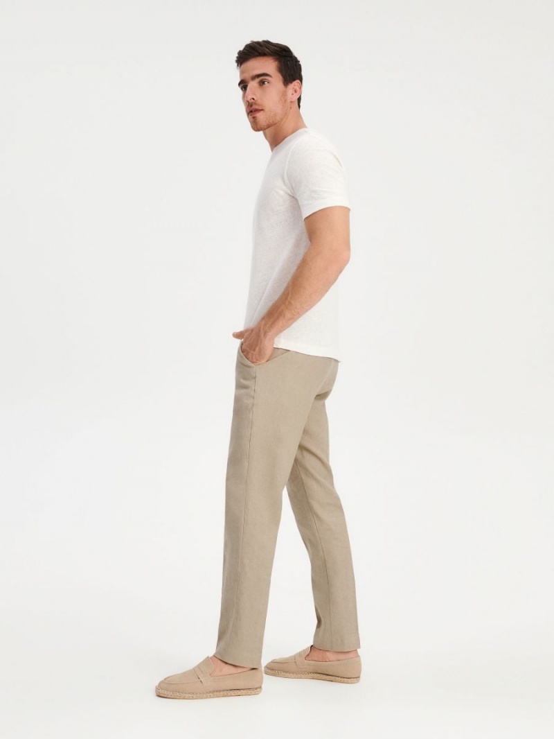 Reserved Linen suit trousers Beżowe | LTUBZFK-18