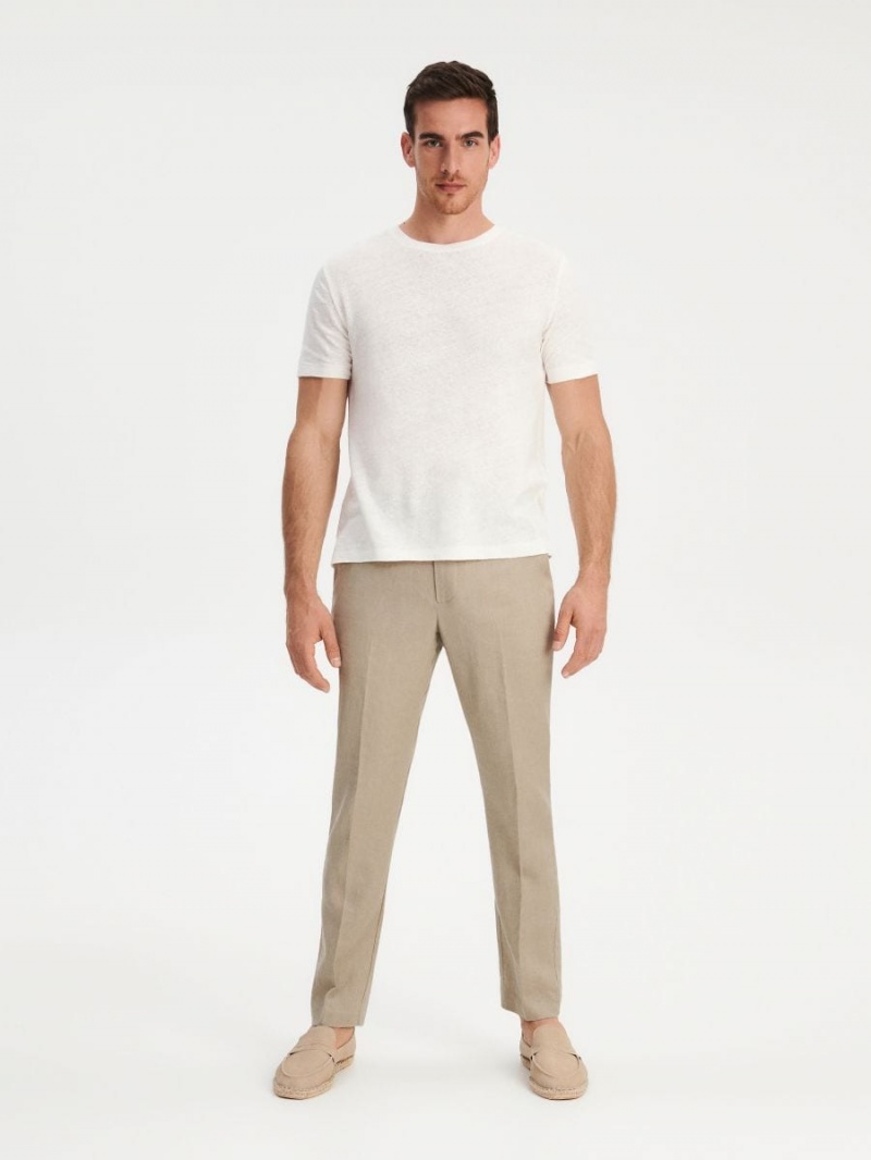 Reserved Linen suit trousers Beżowe | LTUBZFK-18