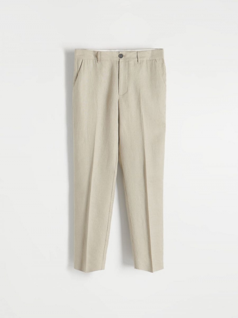 Reserved Linen suit trousers Beżowe | LTUBZFK-18