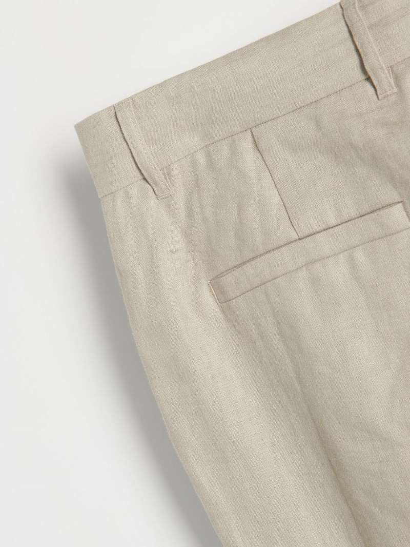 Reserved Linen suit trousers Beżowe | LTUBZFK-18