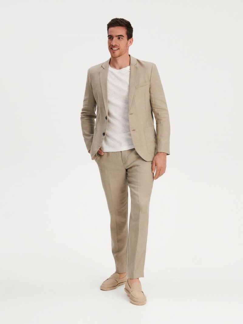 Reserved Linen suit trousers Beżowe | LTUBZFK-18