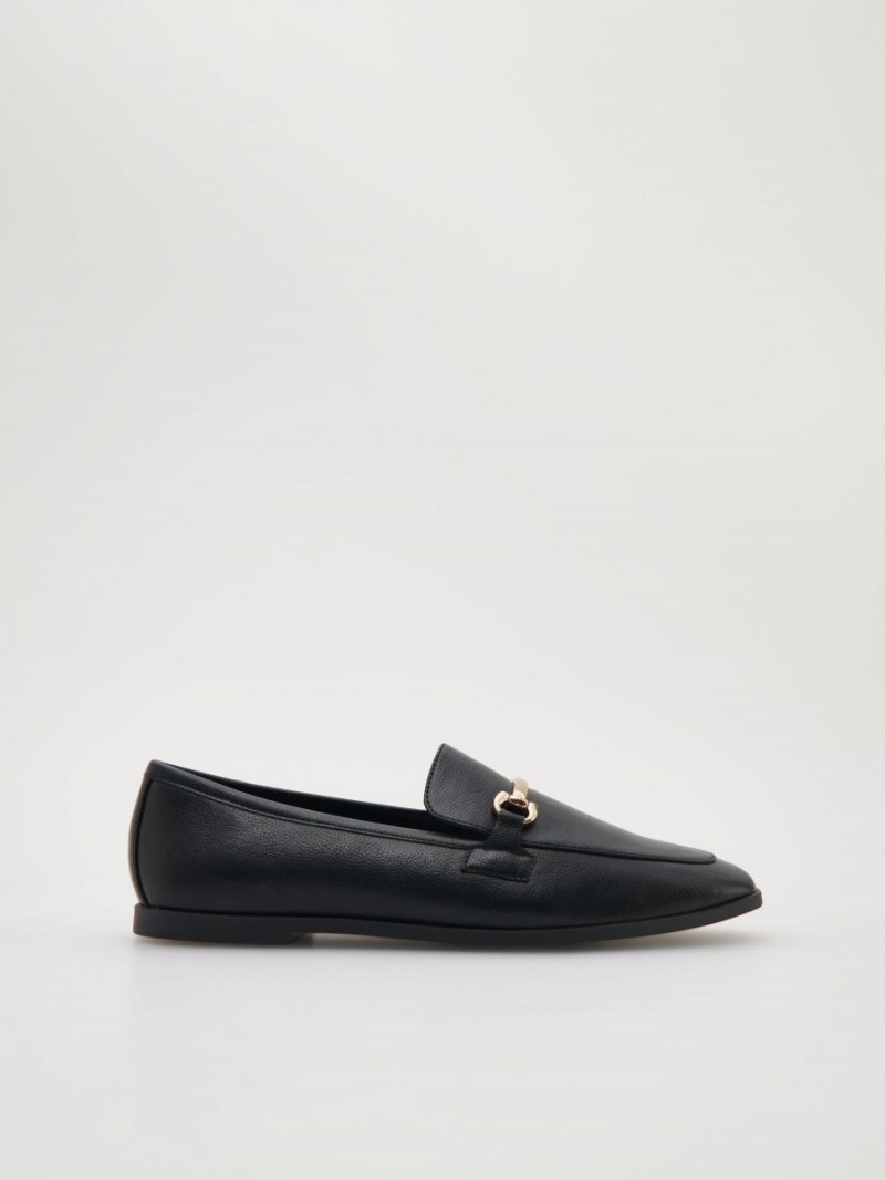 Reserved Loafers with decorative buckle Czarne | AHCOGDU-63