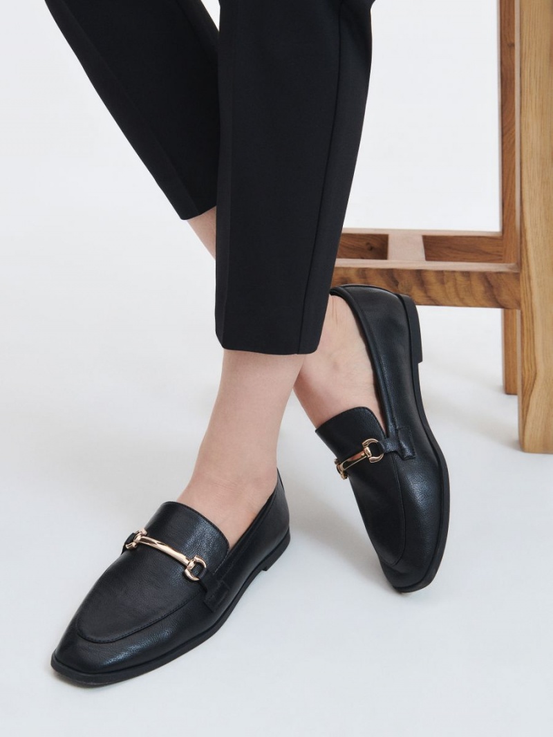 Reserved Loafers with decorative buckle Czarne | AHCOGDU-63