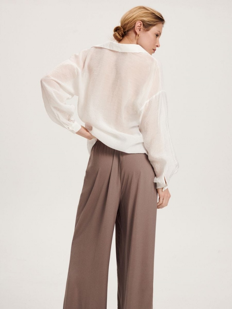 Reserved Loose trousers with tie detail Szare | LSZUMNY-78